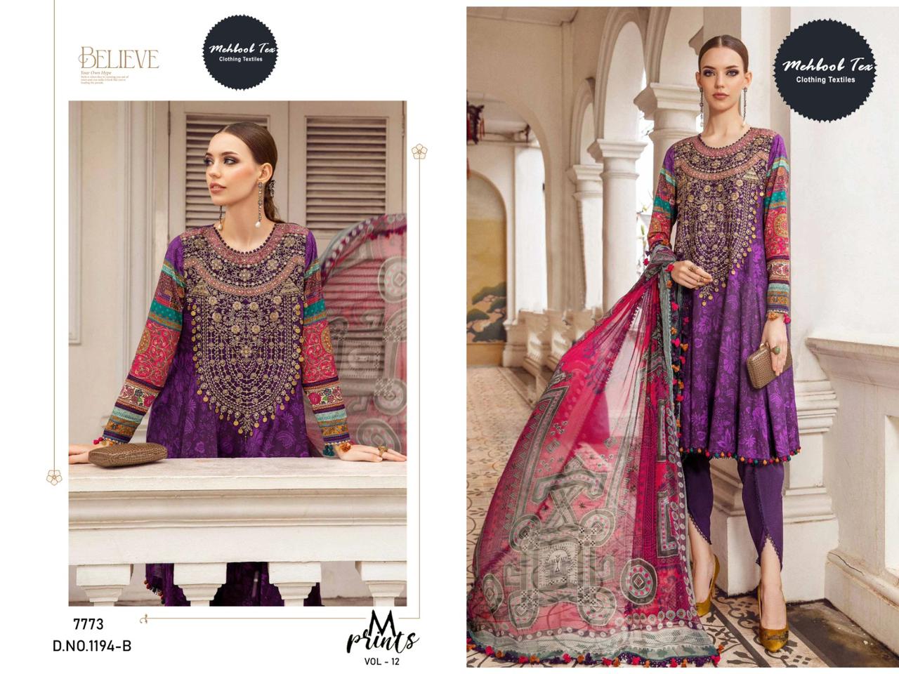 M Print Vol 12 Lawn Cotton Pakistani Suits Catalog The Ethnic World